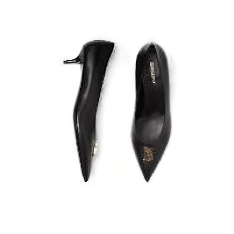 Burberry Monogram Cone Heel Mary Jane Shoes Women's Black-2