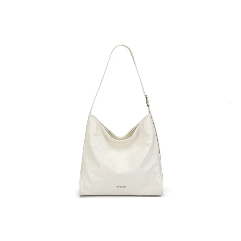 SHEPOK Cow Leather Shoulder Bag Crossbody Bag Tote Regular Unisex Silver/Black/White-8