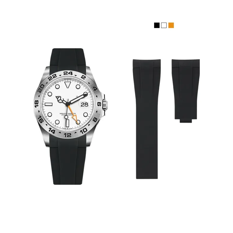VAGENARI Watch Band Fluoroelastomer Strap Compatibility With Rolex 226570 New Arrival Explorer 2 22mm Unisex-3