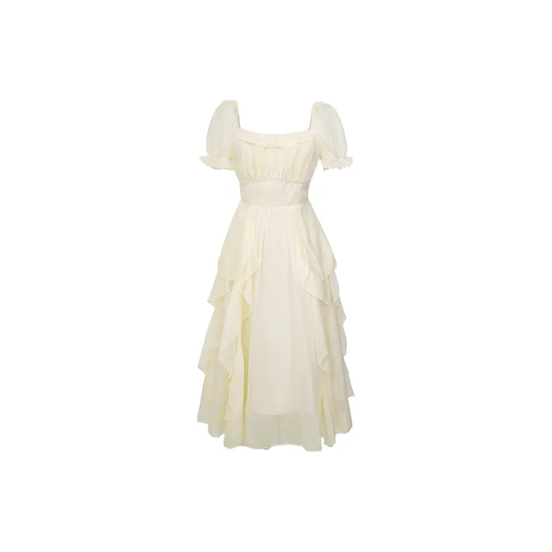 Vine Color Short Sleeved Dress Women's-0