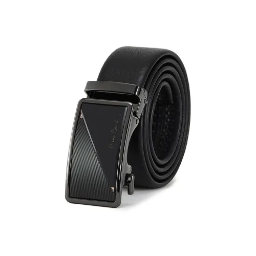 PIERRE CARDIN Automatic Buckle Belt With Pant Strap Business Casual Top Grain Cow Leather Belts Men's Black 3.6cm