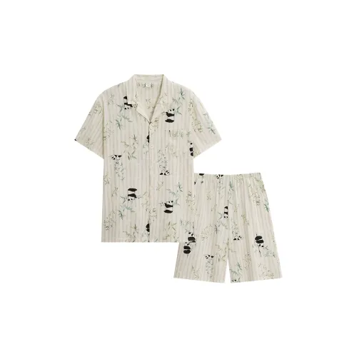 Sha Qian Pajama Set Summer Men's Ivory White