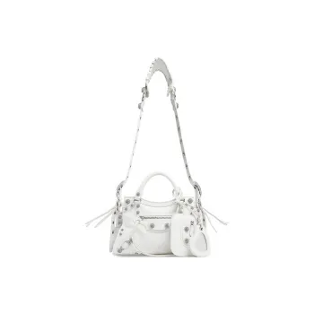 Balenciaga Neo Cagole Arena Lambskin Handbag Crossbody Bag Shoulder Bag Women's White