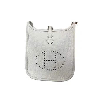 HERMES Evelyne Clemence Calfskin Shoulder Bag Crossbody Bag Unisex Light Gray
