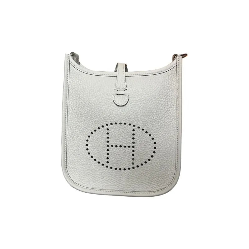 HERMES Evelyne Clemence Calfskin Shoulder Bag Crossbody Bag Unisex Light Gray-0