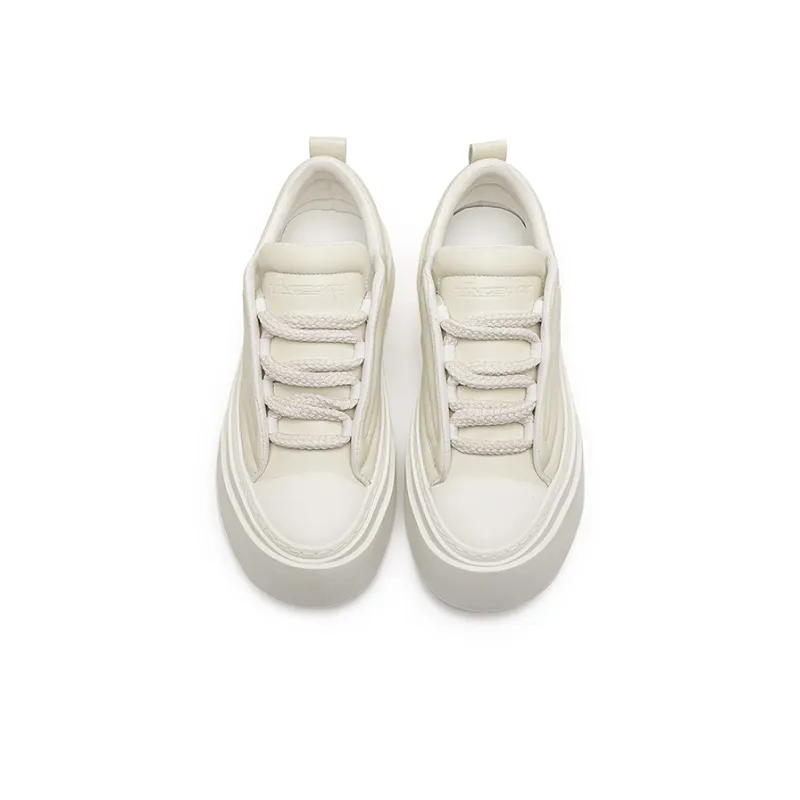 Angelmi Anti Slip Wear Resistant Low Top Skateboard Shoes Men's White-2