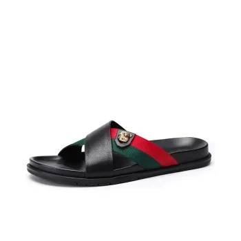 LEYGMENLG Slide Slippers Men Black/Green Red/Webbing