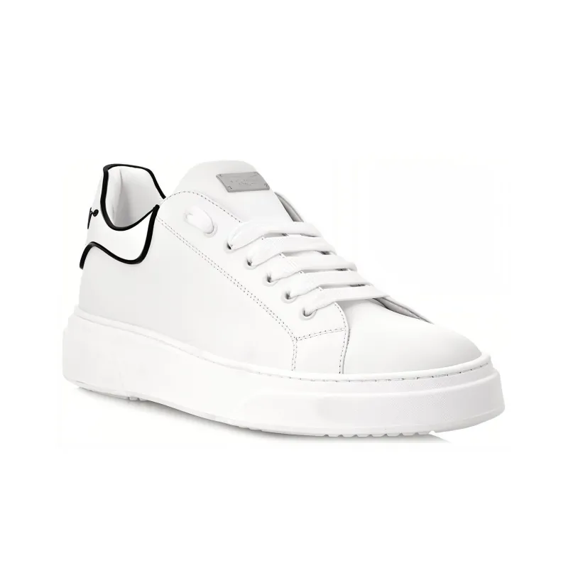 PHILIPP PLEIN Low Top Stylish Skateboarding Shoes Unisex White-2