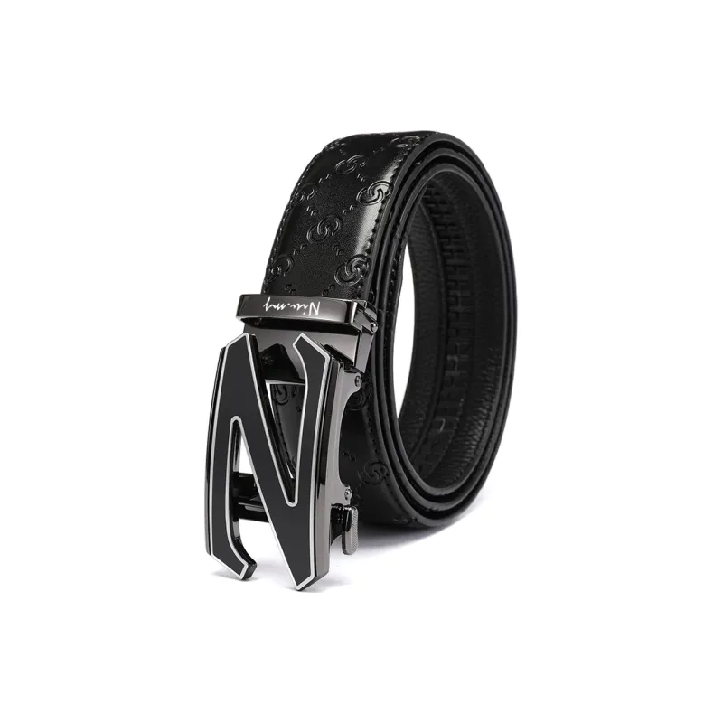 NIUMJ Belt For Young Men, Automatic Buckle, Business Casual Pants Top Grain Cow Leather Belts Men's Width 3.5cm-2