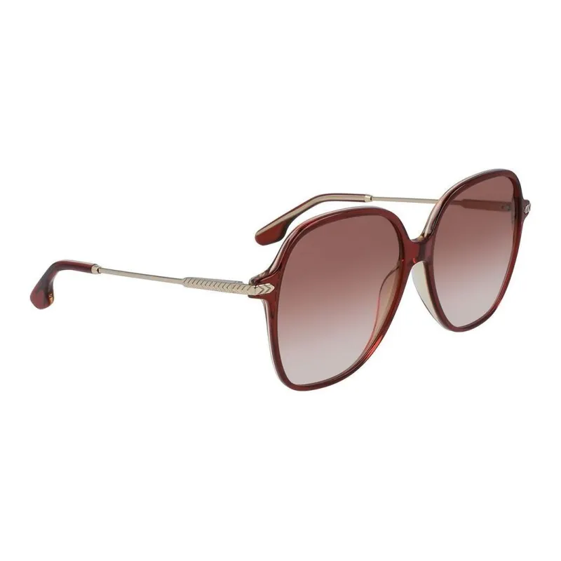Victoria Beckham Irregular Shape Sunglasses Women's Red Brown-2