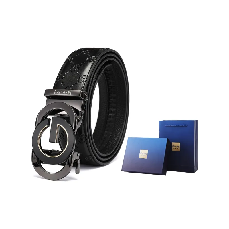 NIUMJ Men's Cow Leather Belt Young Men's Pure Cow Leather Automatic Buckle Business Casual Leather Belts Men's-2