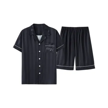 Sleep Students' Dormitory Home Pajama Set Men's Black