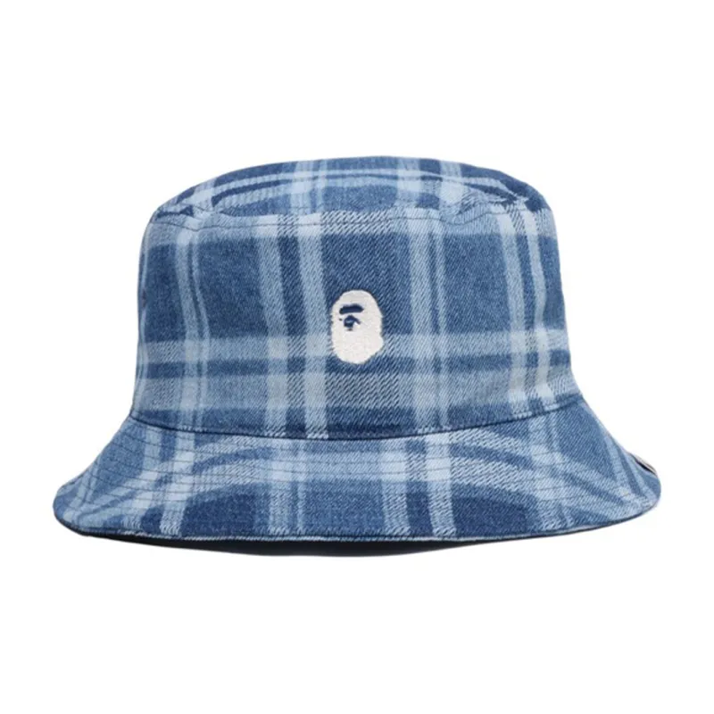 A BATHING APE Cotton Bucket Hats Men's Blue-1