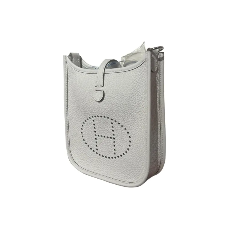 HERMES Evelyne Clemence Calfskin Shoulder Bag Crossbody Bag Unisex Light Gray-1