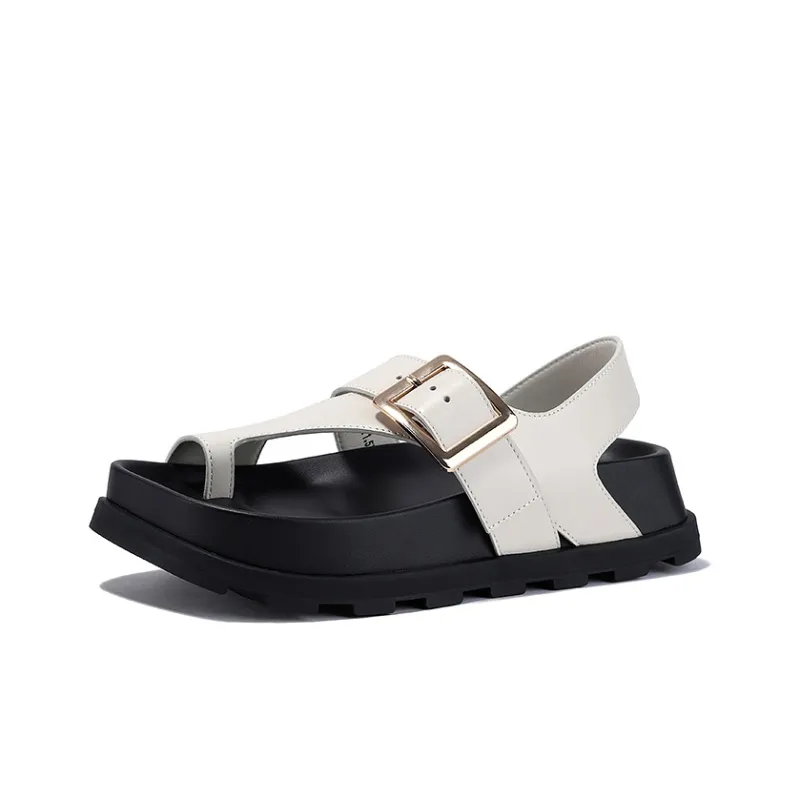 BELLALILY Beach Sandals Women's Ecru-1