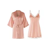 Rose Red Nightgown+Bath Robe Set