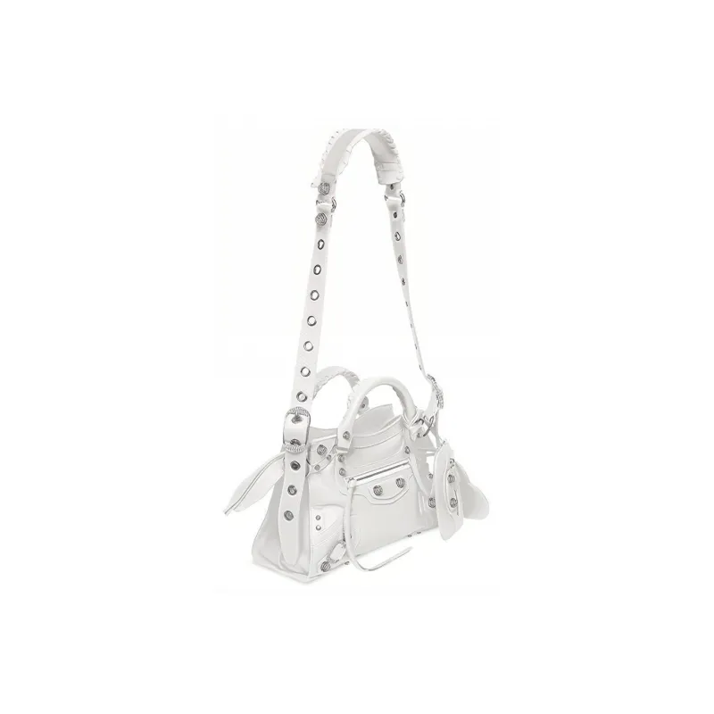 Balenciaga Neo Cagole Arena Lambskin Handbag Crossbody Bag Shoulder Bag Women's White-1