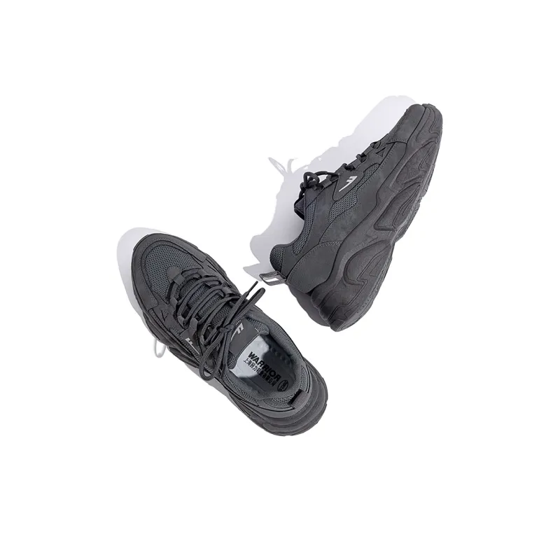 Warrior Breathable Lightweight Height Increasing Low Top Chunky Sneakers Men's Gray-2