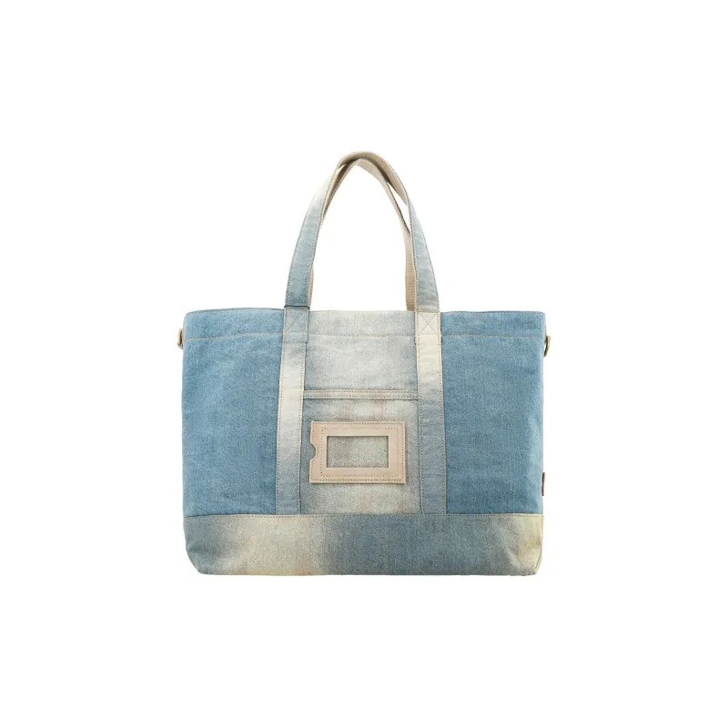 Acne Studios Denim Tote Bag, Shopping Bag, Handbag Regular Women's Light Blue/Beige-1