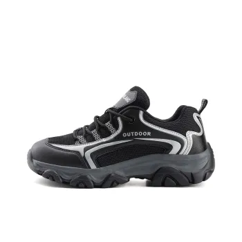 GESENLANG Cushioned Slip Resistant Breathable Low Top Trekking Shoes Men's Black