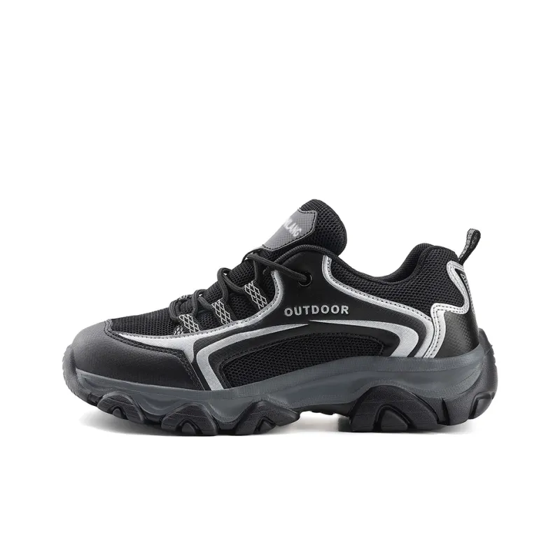 GESENLANG Cushioned Slip Resistant Breathable Low Top Trekking Shoes Men's Black-0