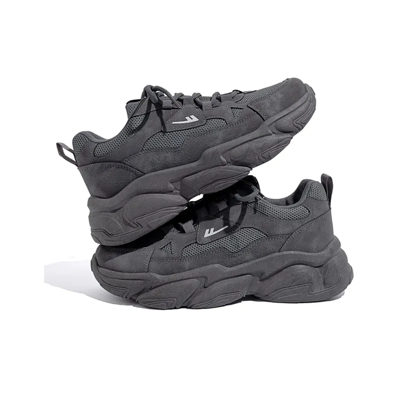 Warrior Breathable Lightweight Height Increasing Low Top Chunky Sneakers Men's Gray-1