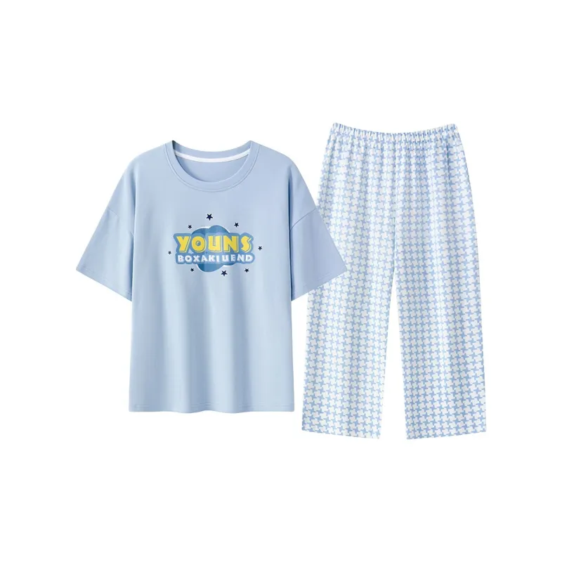 The Story Of The Flower Season Pajama Set Women's Sky Blue-0