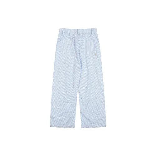 MostwantedLab Casual Pants Unisex White Base Light Blue Stripe