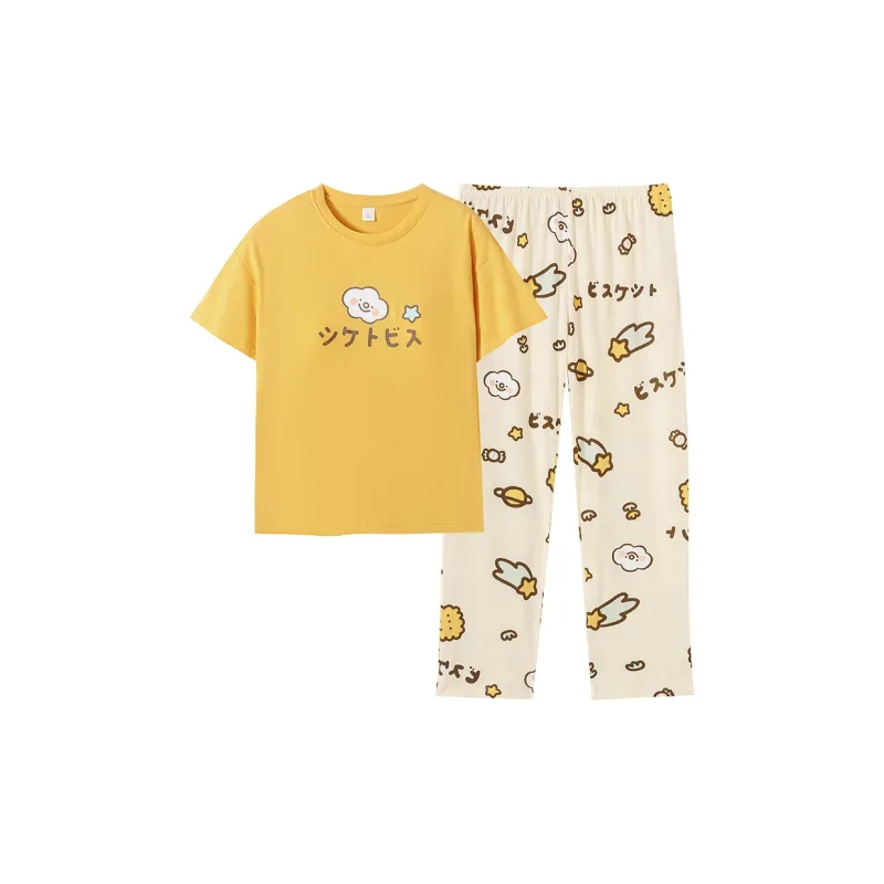 Huggy Kissy Pajama Set Women's Yellow-0