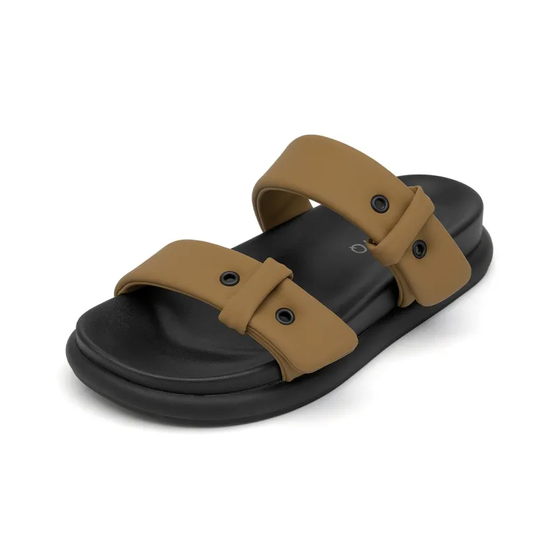 GEMEIQ Slide Slippers Women's Ecru/Caramel-4
