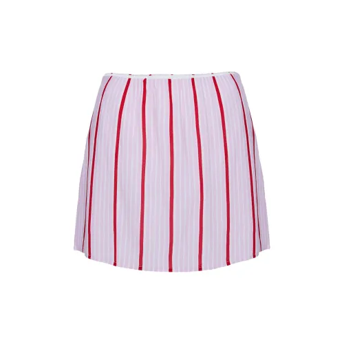 PRINCESS POLLY Casual Short Skirts Women's Pink Red Stripe