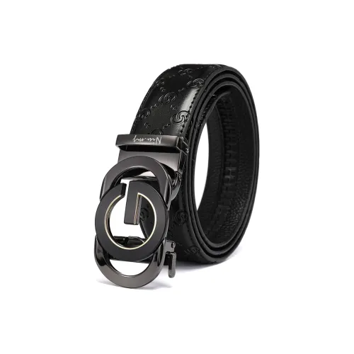 NIUMJ Men's Cow Leather Belt Young Men's Pure Cow Leather Automatic Buckle Business Casual Leather Belts Men's