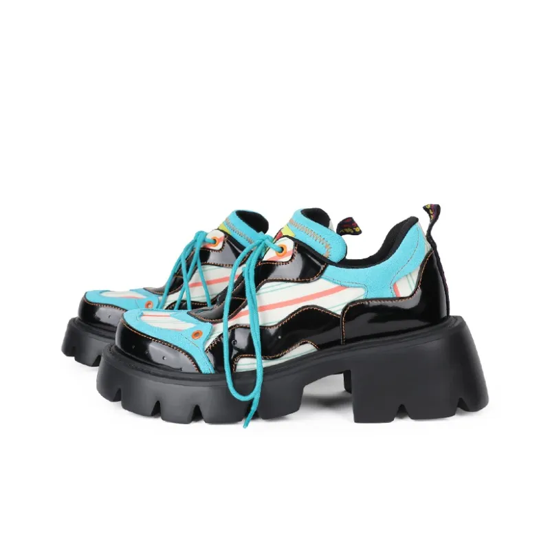 NiuwaStudio Casual Single Shoes Height Increasing 5.6cm Women's Black Urban Chic Style Oversized Sneakers-2