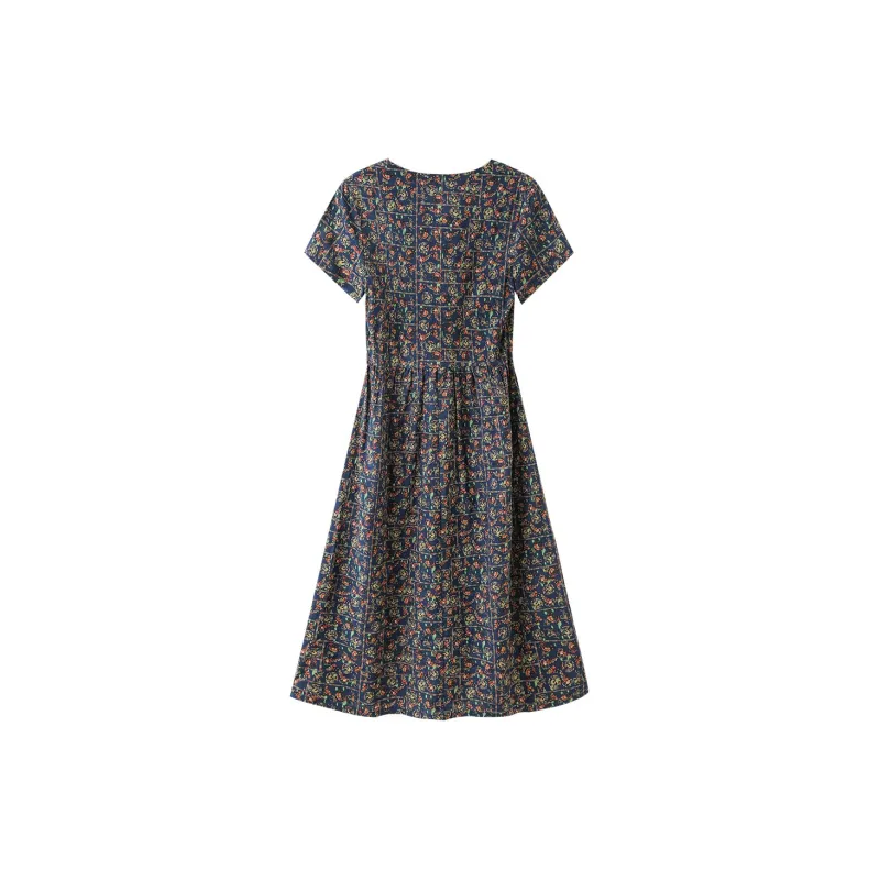 H YXIANG Short Sleeved Dresses Women's Navy Blue-1