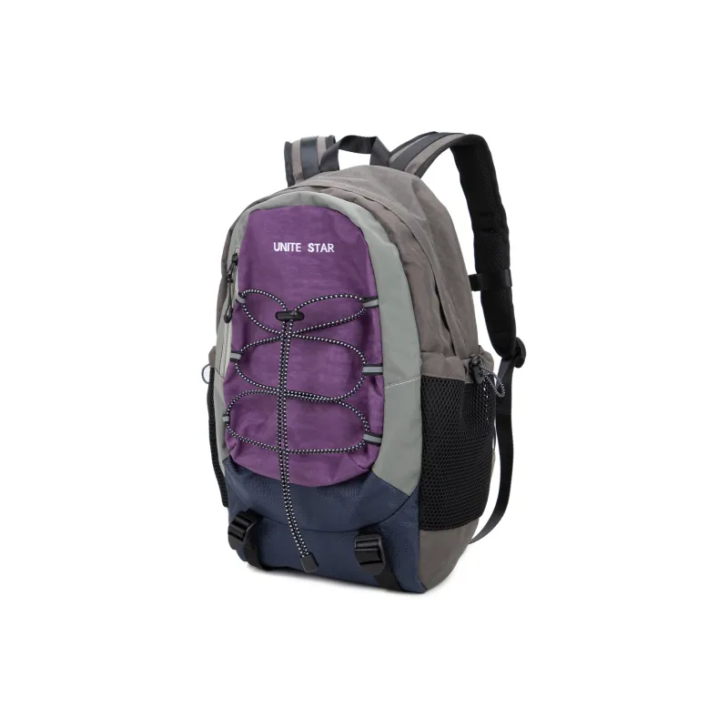 UNITE STAR Nylon Fabric Backpack Medium Size Unisex Black/Purple Gray/Blue Gray-6