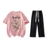 Set (Pink Short-Sleeved+Black Jeans)