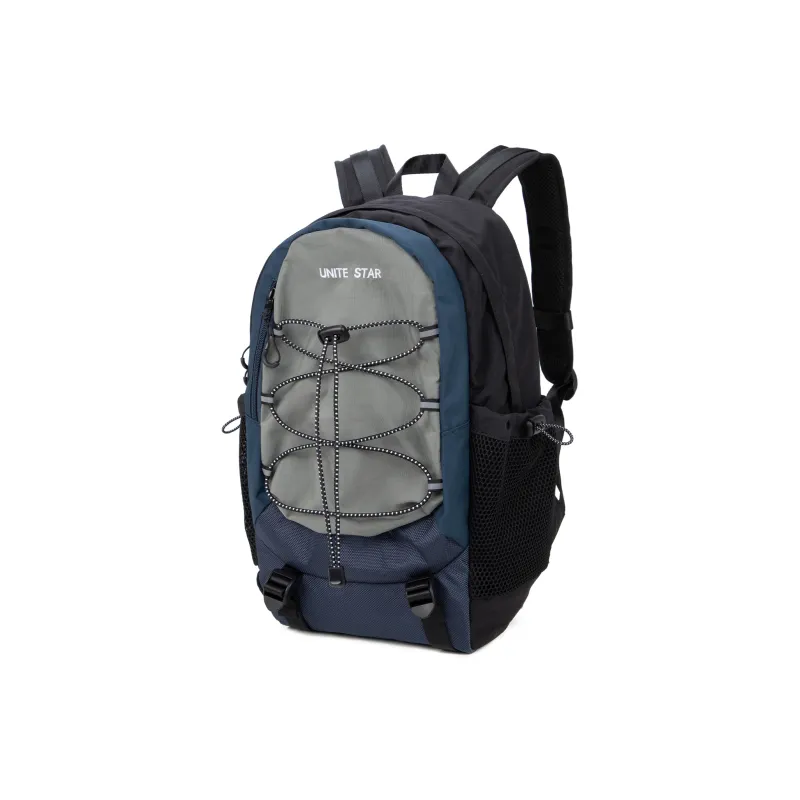 UNITE STAR Nylon Fabric Backpack Medium Size Unisex Black/Purple Gray/Blue Gray-12