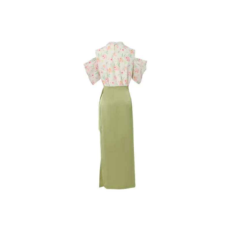 Duffy Fashion Skirt Set Women's Light Apricot+Yellow Green-1