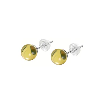 Fan Lan Amber Fine Jade Stud Earrings Women's
