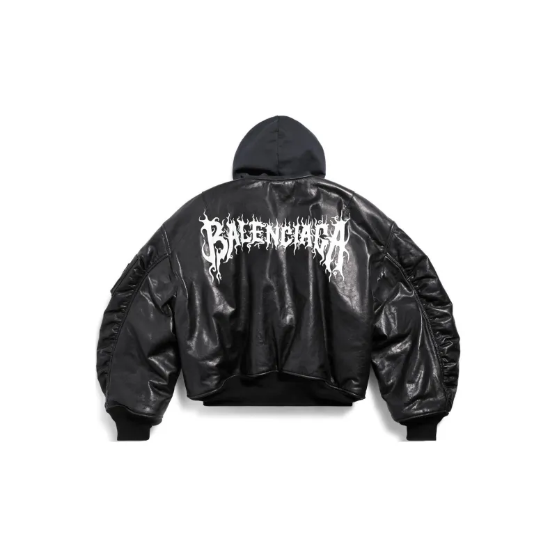Balenciaga Leather Jacket Unisex Black-1