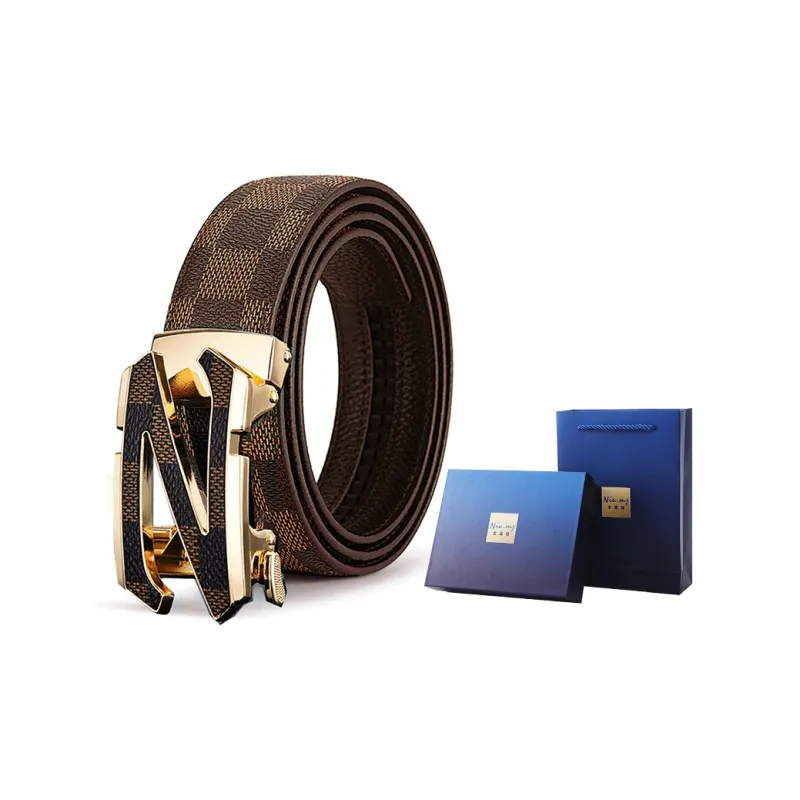NIUMJ Cow Split Leather Belts Men's 3.5cm-3