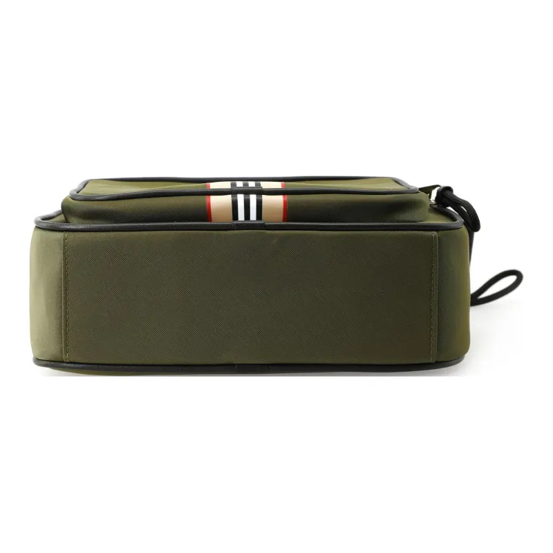 Burberry Logo And Icon Stripe Print Econyl Crossbody Bag Dark Olive Green-5