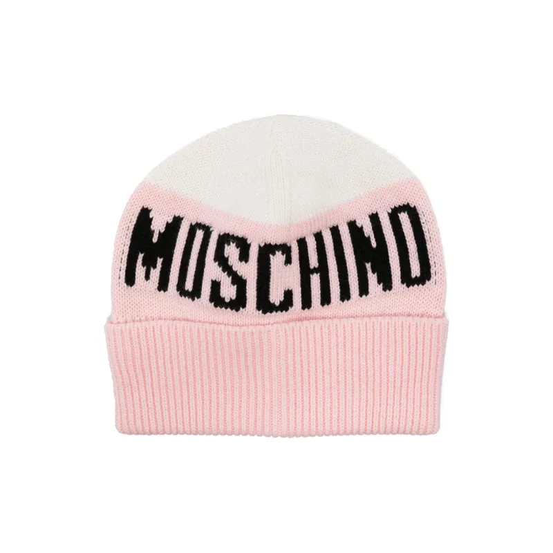 MOSCHINO Intarsia knit Logo Beanie-0