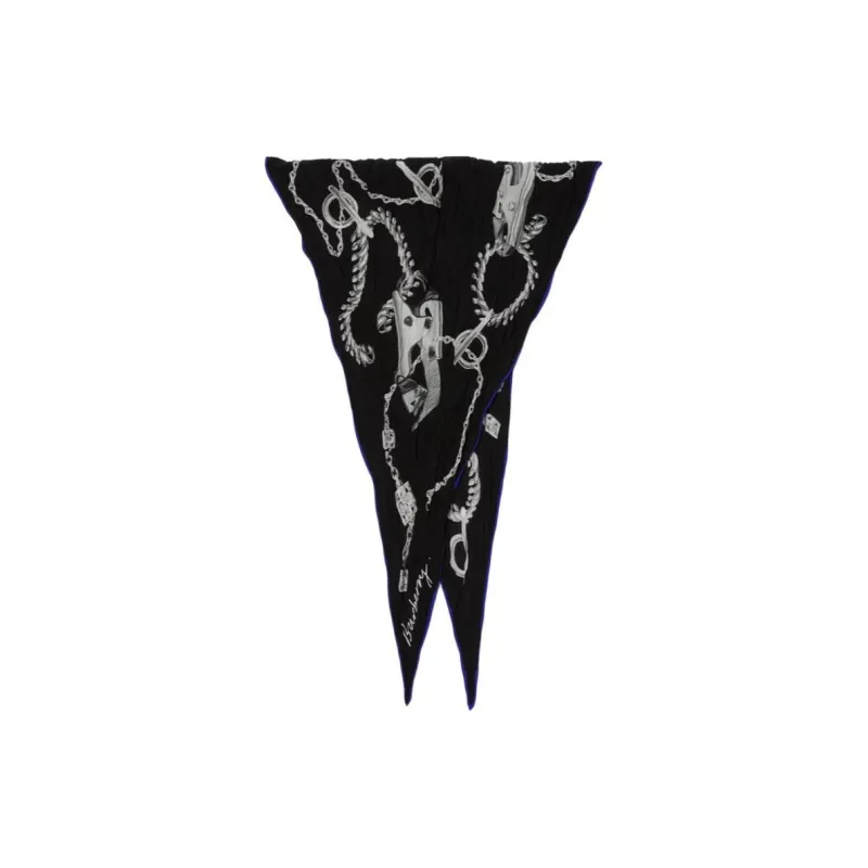 Burberry Silk Silk Scarves Unisex Black-1