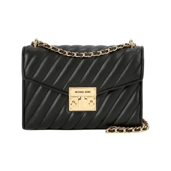 MICHAEL KORS Rose Leather Shoulder Bag Crossbody Bag Medium Size Women's Black