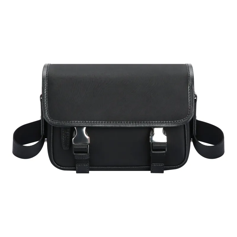 BOPAI Microfiber Synthetic Leather Messenger Bag Sling Bag 2 in 1 Shoulder Bag Crossbody Bag Unisex Black-0
