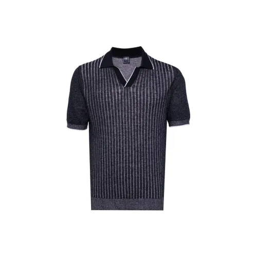 FEDELI Spread-collar Ribbed Polo Shirt