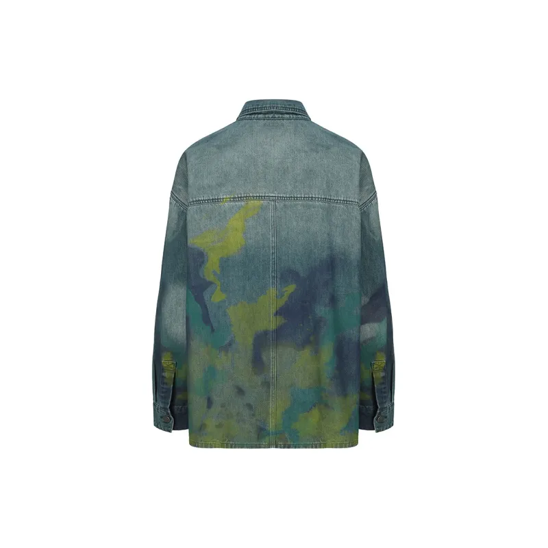 VANN VALRENCÉ Denim Jacket Men's Blended Green Blue-1