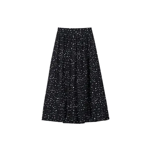 OUNIXUE Casual Long Skirts Women's Black