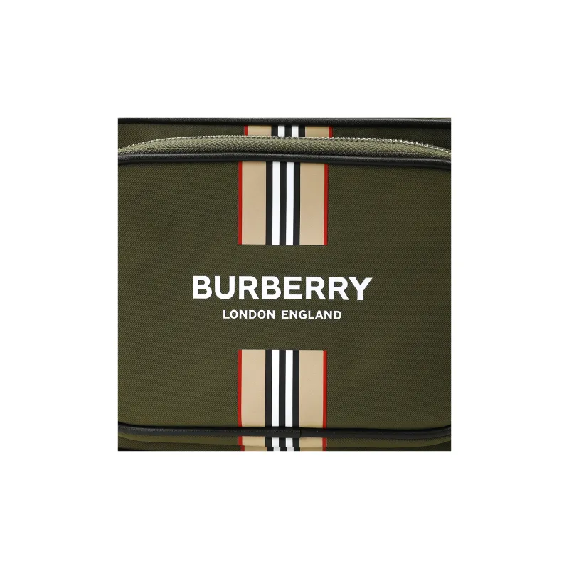 Burberry Logo And Icon Stripe Print Econyl Crossbody Bag Dark Olive Green-6